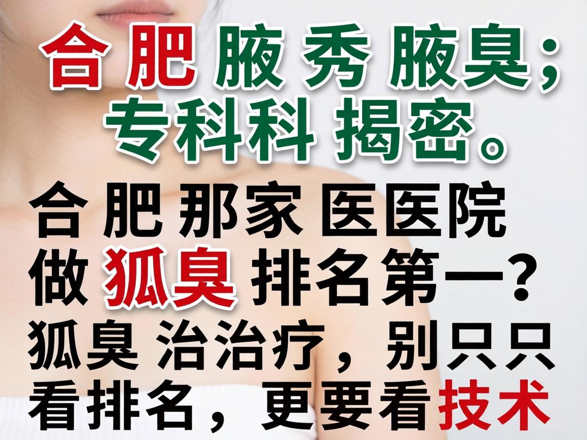 合肥腋秀腋臭专科揭秘，合肥那家医院做狐臭排名第一？狐臭治疗，别只看排名，更要看技术