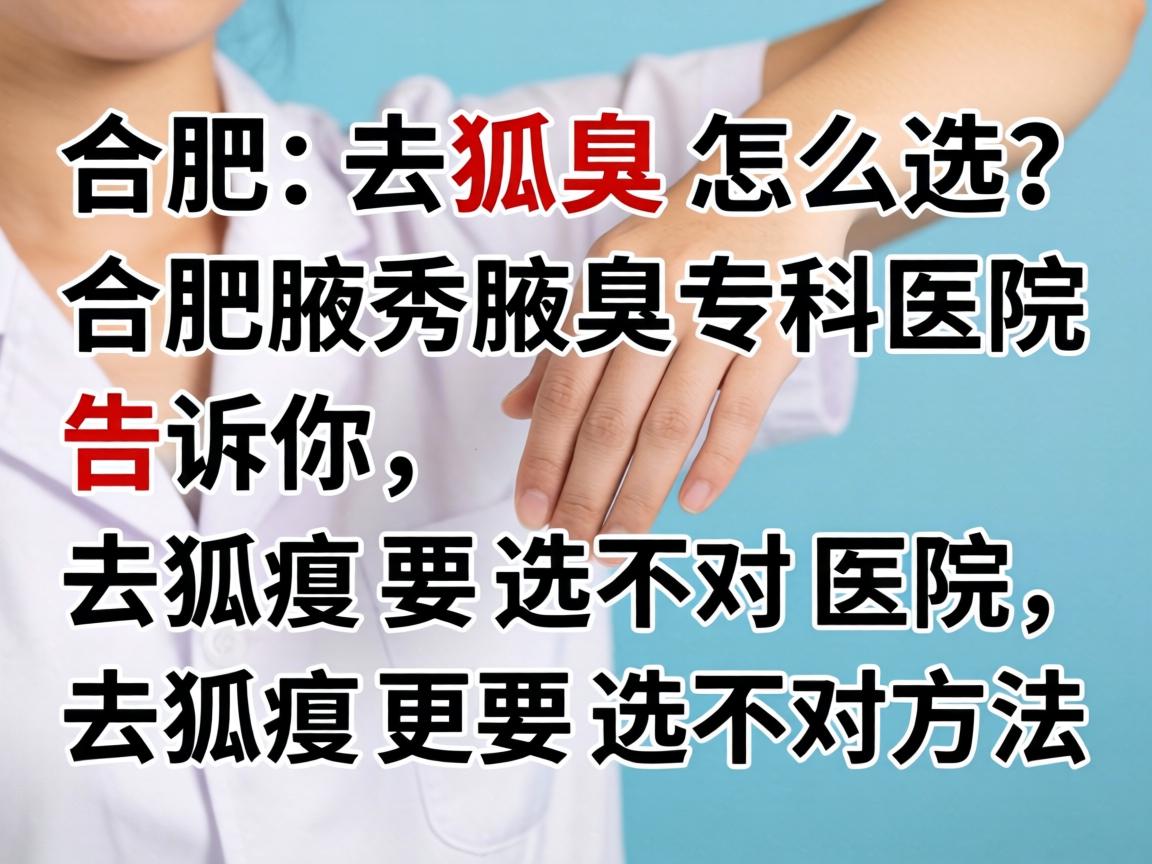 合肥去狐臭医院怎么选？合肥腋秀腋臭专科医院告诉你，去狐臭要选对医院，去狐臭更要选对方法