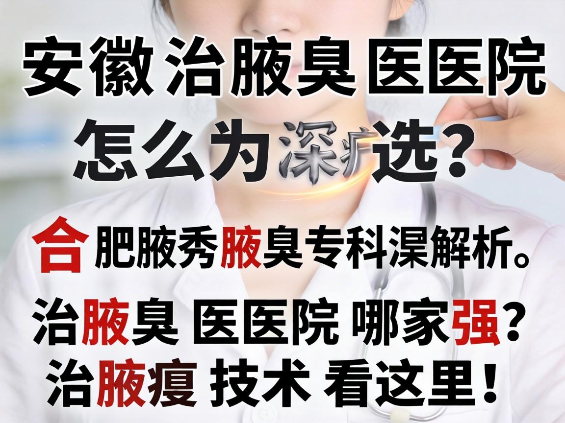 安徽治腋臭医院怎么选？合肥腋秀腋臭专科深度解析，治腋臭医院哪家强？治腋臭技术看这里！
