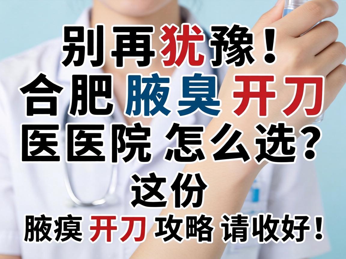 别再犹豫！合肥腋臭开刀医院怎么选？这份腋臭开刀攻略请收好！