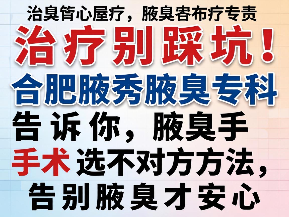 腋臭治疗别踩坑！合肥腋秀腋臭专科告诉你，腋臭手术选对方法，告别腋臭才安心