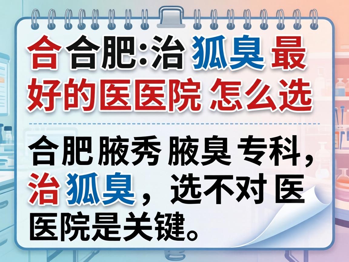 合肥治狐臭最好的医院怎么选？合肥腋秀腋臭专科，治狐臭，选对医院是关键