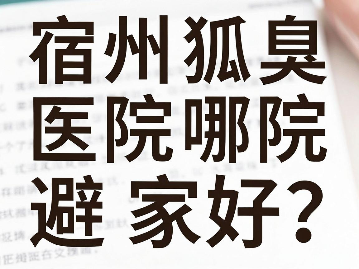 宿州狐臭医院哪家好？从专业角度拆解宿州狐臭治疗的避坑指南