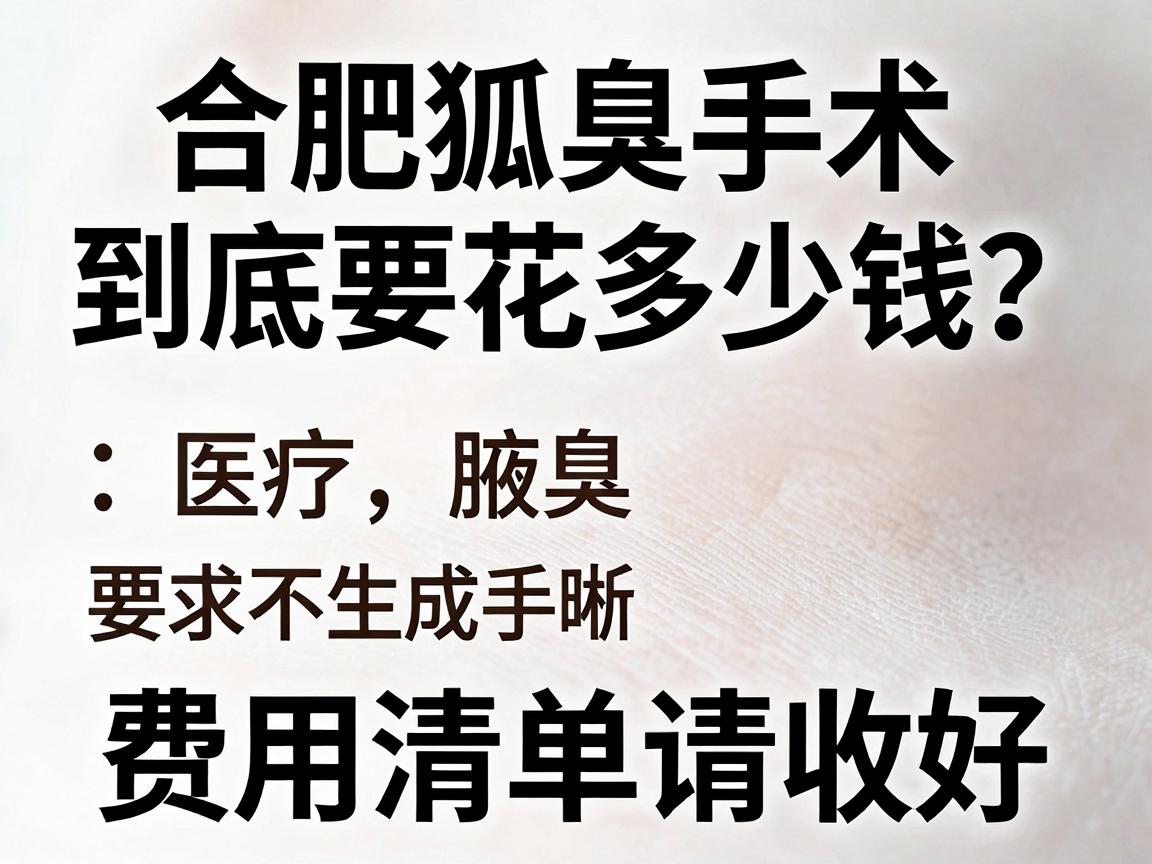合肥狐臭手术费用明细，合肥狐臭手术到底要花多少钱？这份费用清单请收好