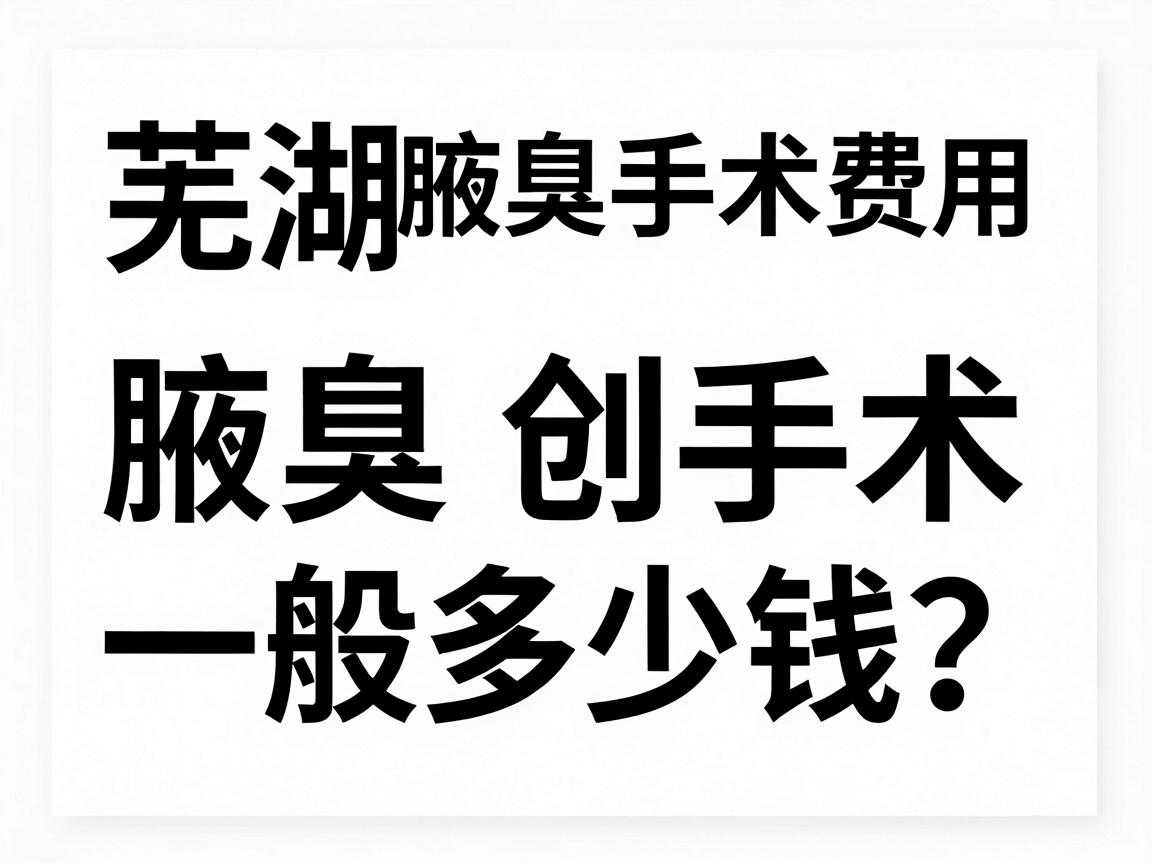 芜湖腋臭微创手术一般多少钱？一文解析芜湖腋臭手术费用，帮你算清芜湖腋臭微创账