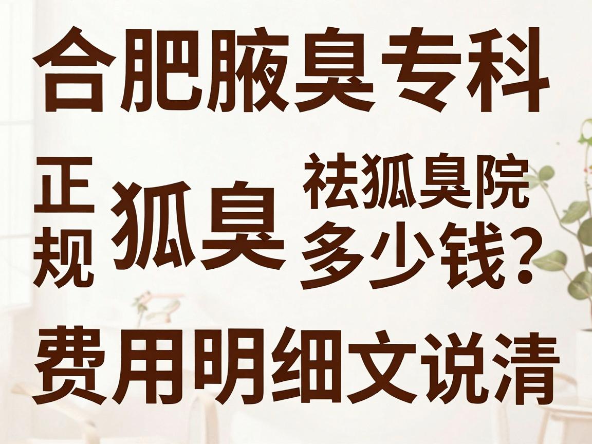 合肥腋秀腋臭专科，正规狐臭医院祛狐臭多少钱？费用明细一文说清
