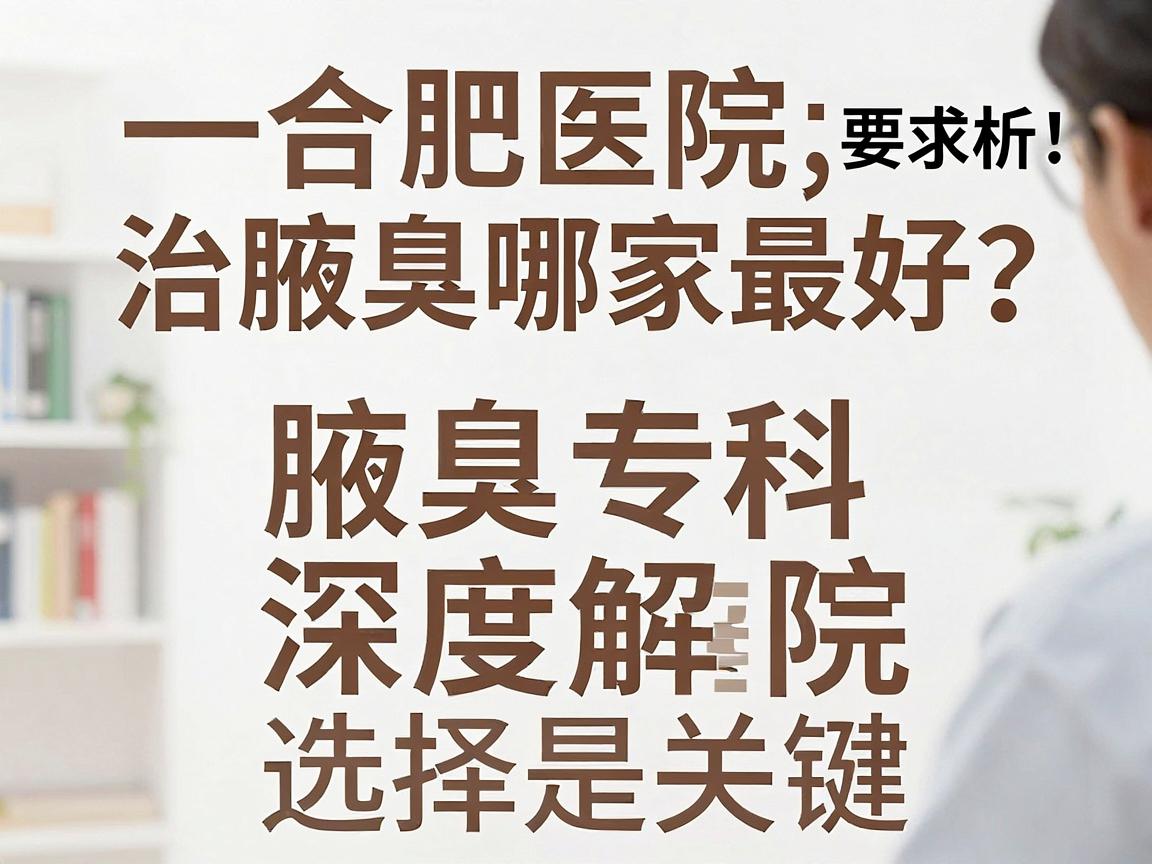 合肥医院治腋臭哪家最好？合肥腋秀腋臭专科深度解析，治腋臭，医院选择是关键