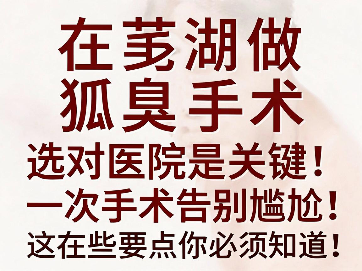 在芜湖做狐臭手术，选对医院是关键！一次手术告别尴尬，这些要点你必须知道