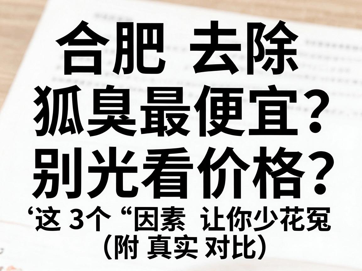合肥去除狐臭最便宜？别光看价格，这3个因素让你少花冤枉钱（附真实对比）