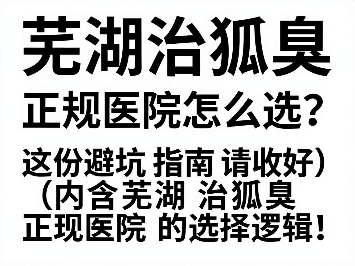 芜湖治狐臭，正规医院怎么选？这份避坑指南请收好（内含芜湖治狐臭的正规医院选择逻辑）