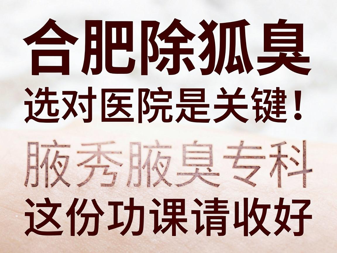 合肥除狐臭，选对医院是关键！合肥腋秀腋臭专科这份功课请收好