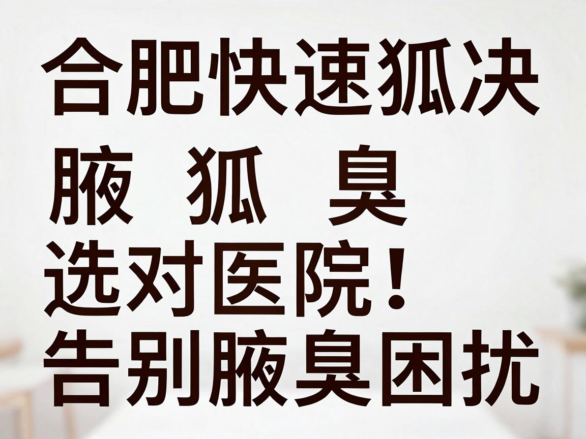 合肥快速解决狐臭，选对医院，告别腋臭困扰
