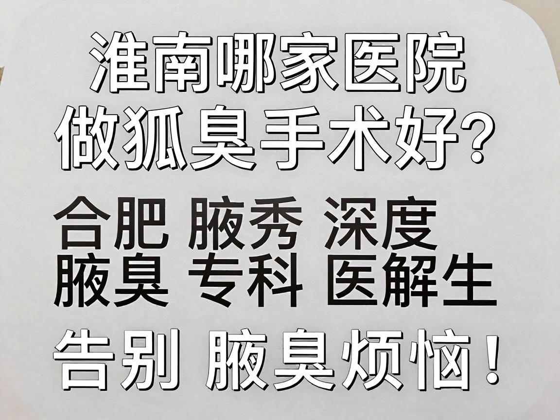 淮南哪家医院做狐臭手术好？合肥腋秀腋臭专科医生深度解析，选对医院，告别腋臭烦恼