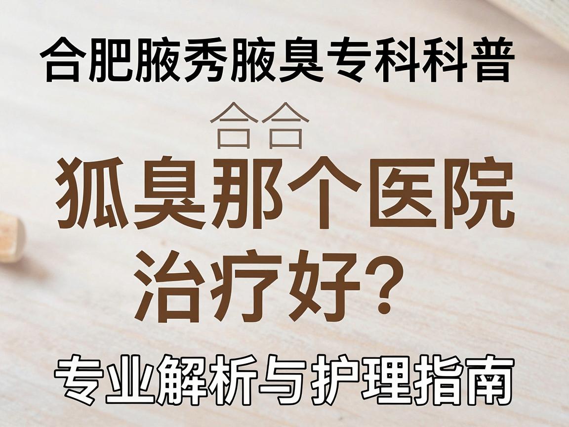合肥腋秀腋臭专科科普，狐臭合肥那个医院治疗好？专业解析与护理指南
