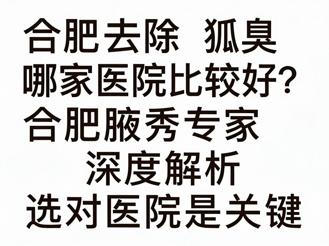 合肥去除狐臭哪家医院比较好？合肥腋秀专家深度解析，选对医院是关键