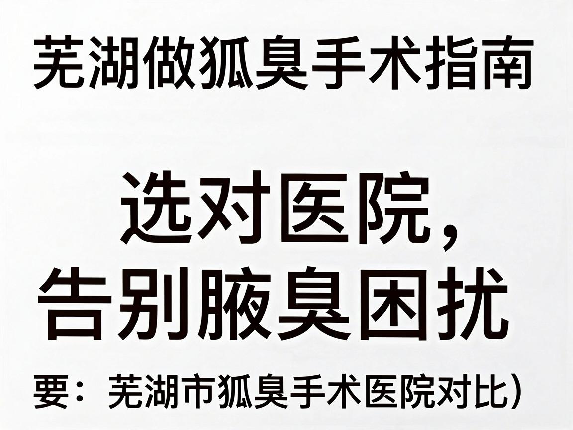 芜湖做狐臭手术指南，选对医院，告别腋臭困扰（附芜湖市狐臭手术医院对比）