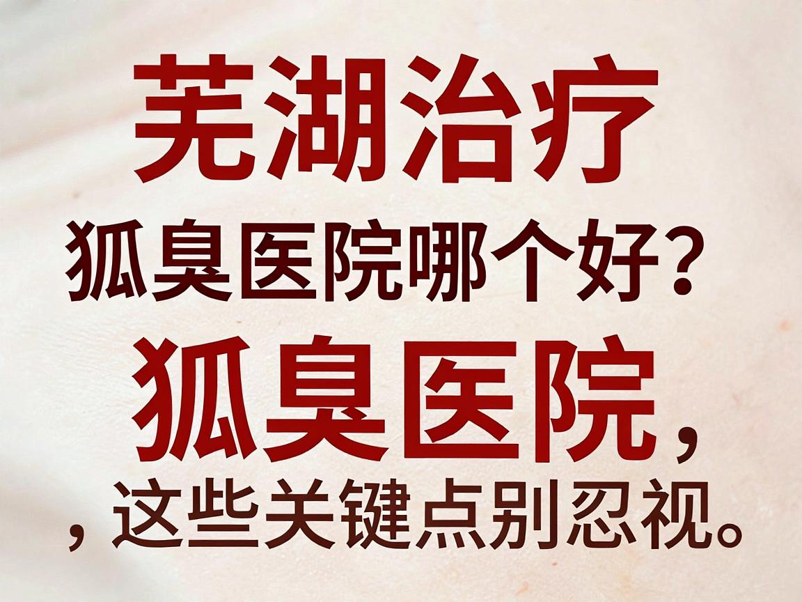 芜湖治疗狐臭医院哪个好？选对狐臭医院，这些关键点别忽视