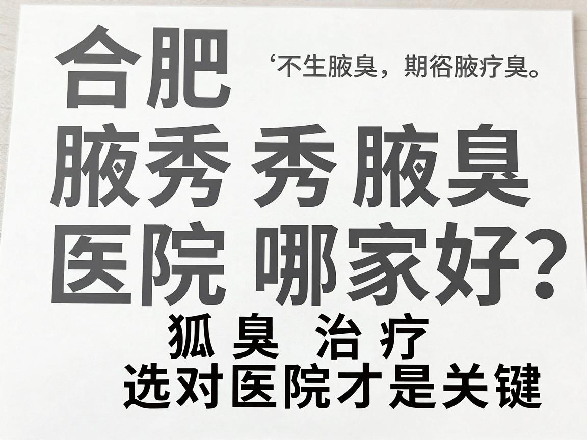 合肥腋秀腋臭专科医院哪家好？狐臭治疗选对医院才是关键