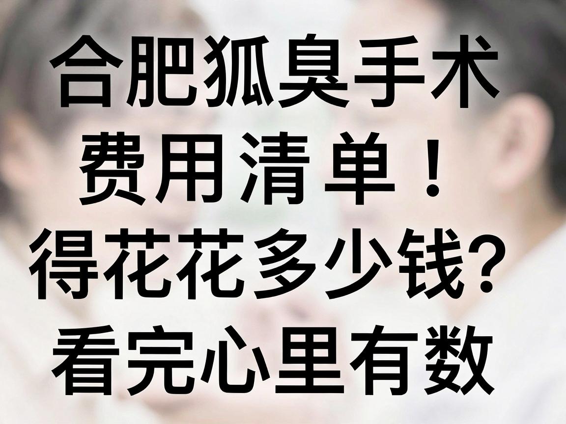 狐臭手术得花多少钱？合肥狐臭手术费用清单，看完心里有数