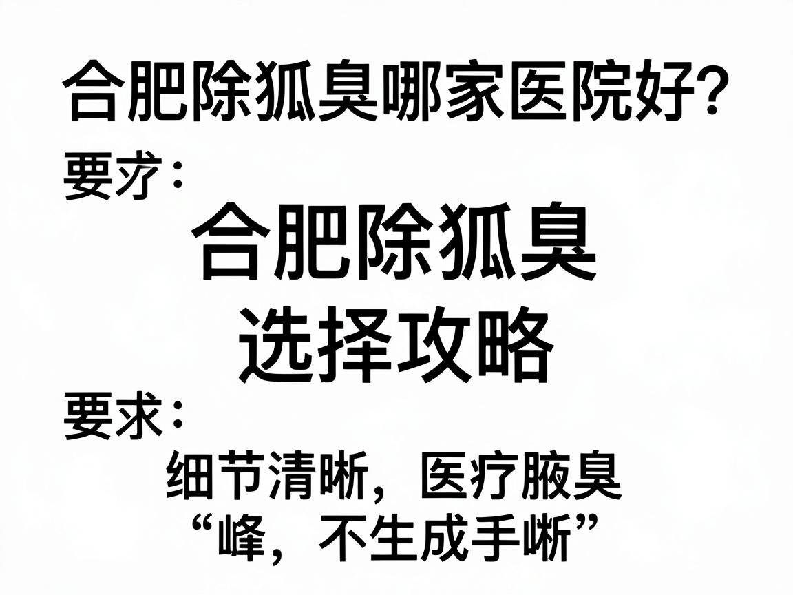 合肥除狐臭哪家医院好？合肥除狐臭医院选择攻略