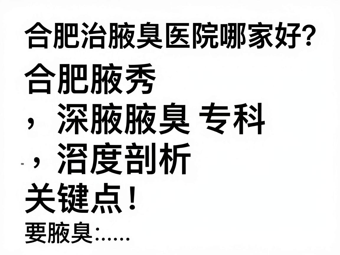 合肥治腋臭医院哪家好？合肥腋秀腋臭专科深度剖析治腋臭关键点