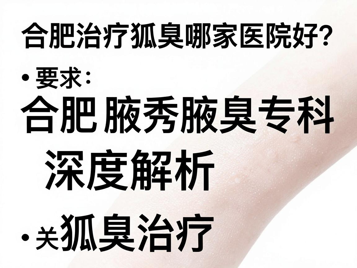 合肥治疗狐臭哪家医院好？合肥腋秀腋臭专科深度解析狐臭治疗关键点