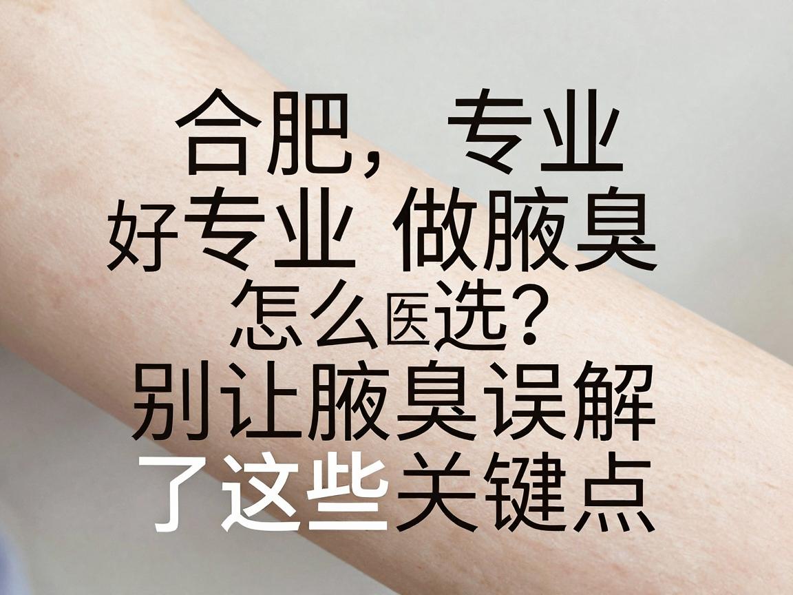 合肥专业做腋臭好的医院怎么选？别让腋臭误解了这些关键点
