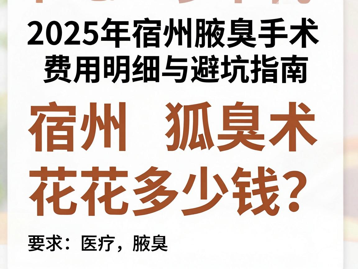 宿州狐臭手术花多少钱？2025年宿州腋臭手术费用明细与避坑指南