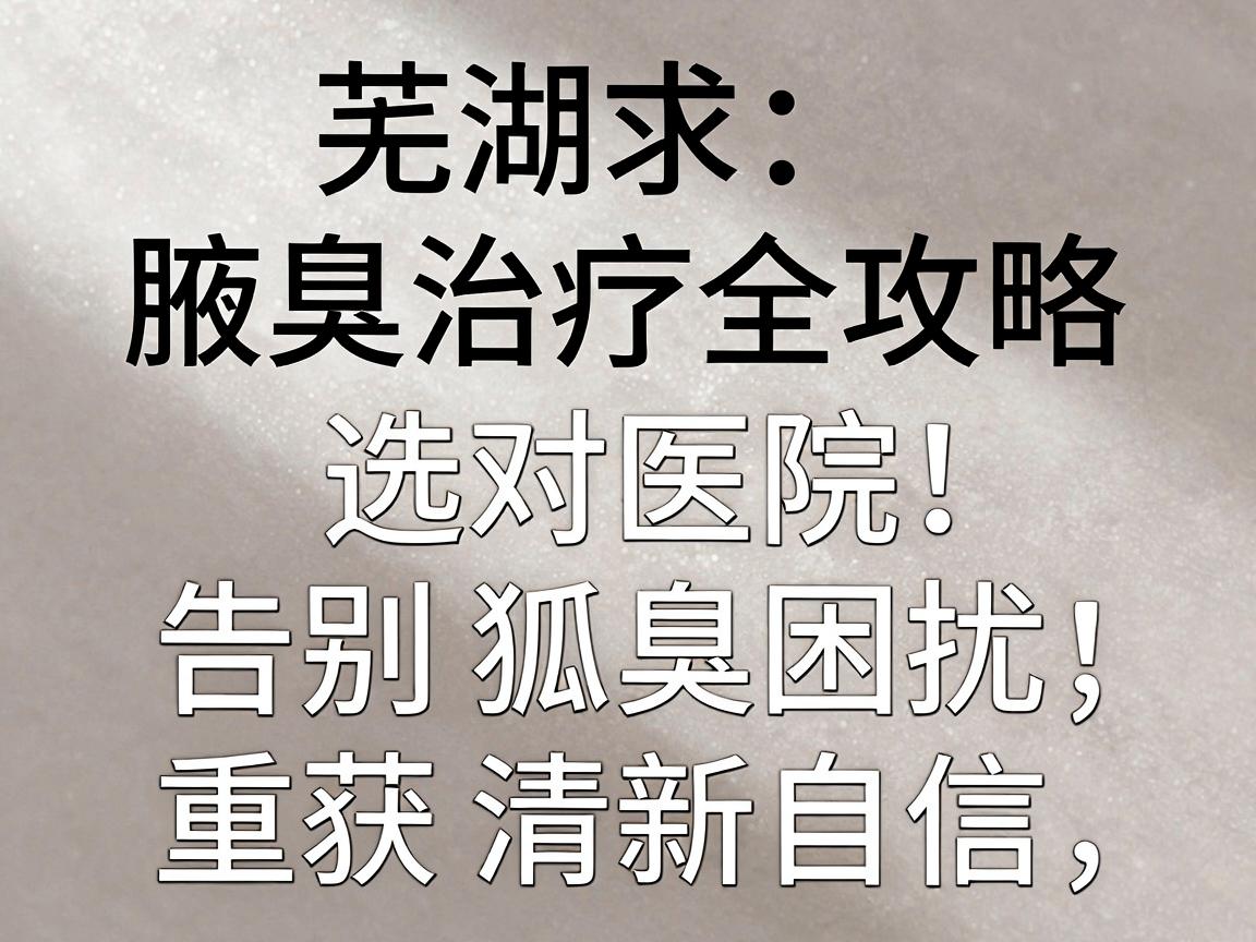 芜湖腋臭治疗全攻略，选对医院，告别狐臭困扰，重获清新自信