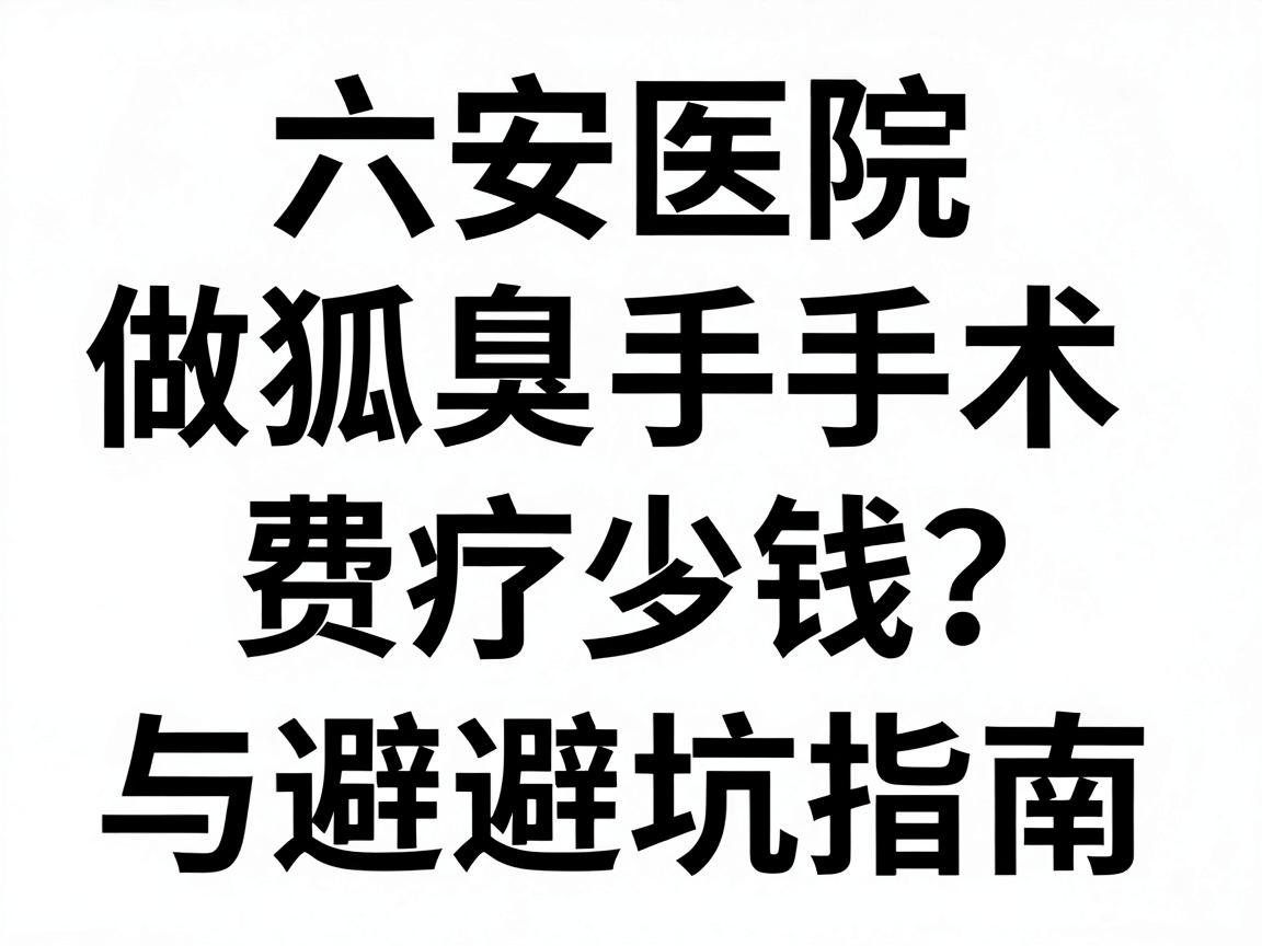 六安医院做狐臭手术多少钱？六安狐臭治疗费用明细与避坑指南