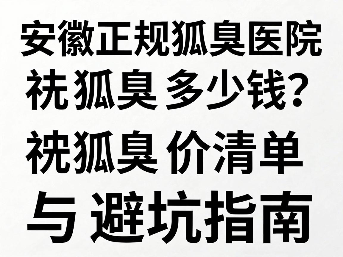 安徽正规狐臭医院祛狐臭多少钱？祛狐臭价格清单与避坑指南