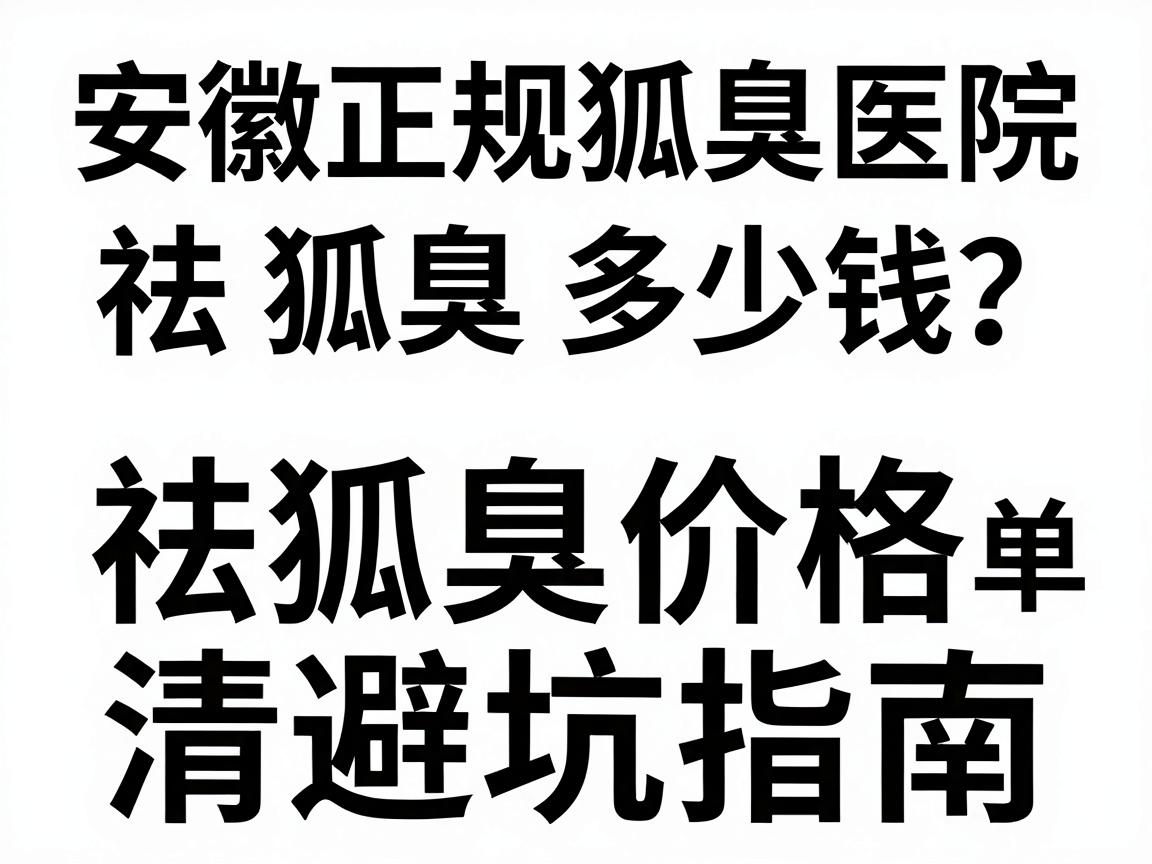 安徽正规狐臭医院祛狐臭多少钱？祛狐臭价格清单与避坑指南