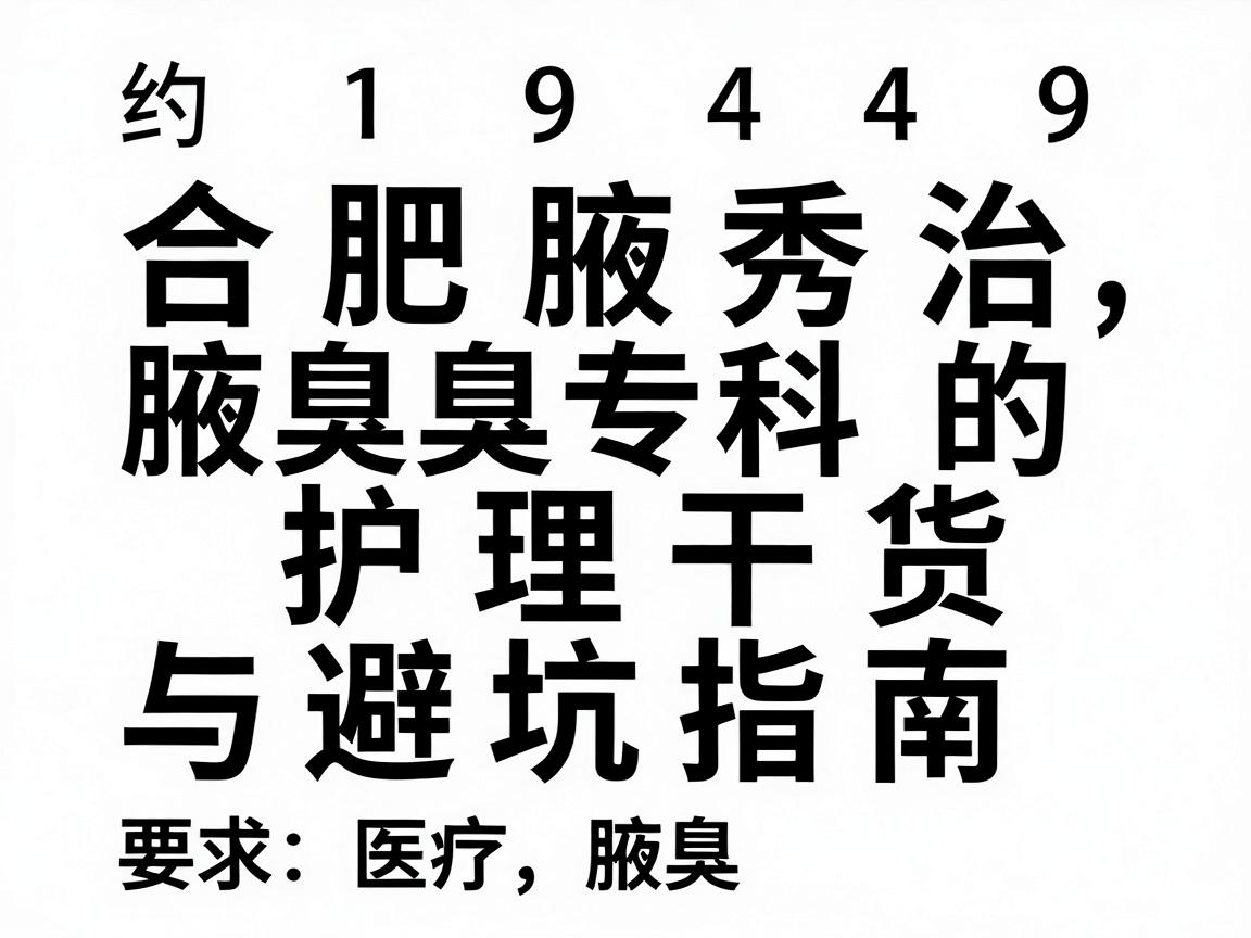 合肥专治狐臭医院怎么选？合肥腋秀腋臭专科的护理干货与避坑指南
约1949字，通俗口语化，无AI痕迹）
