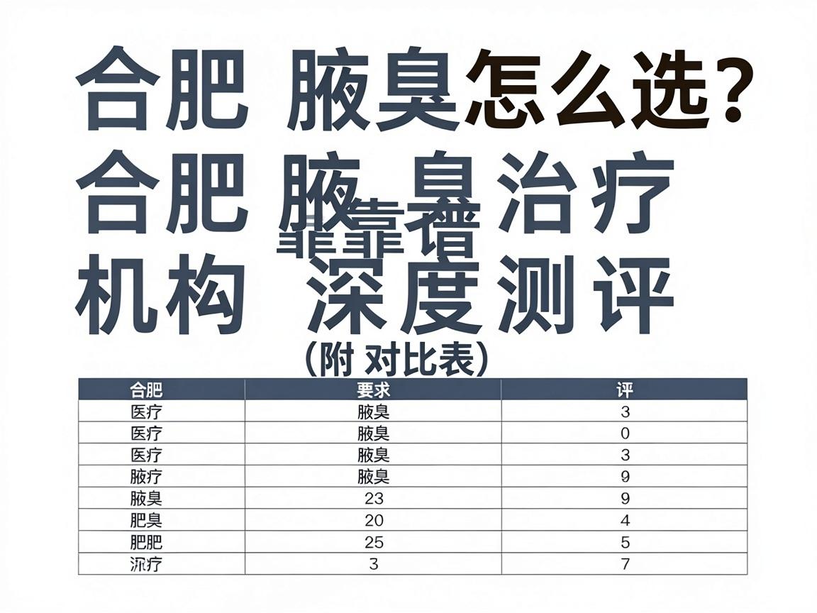 合肥腋臭医院怎么选？合肥腋臭治疗靠谱机构深度测评（附对比表）
