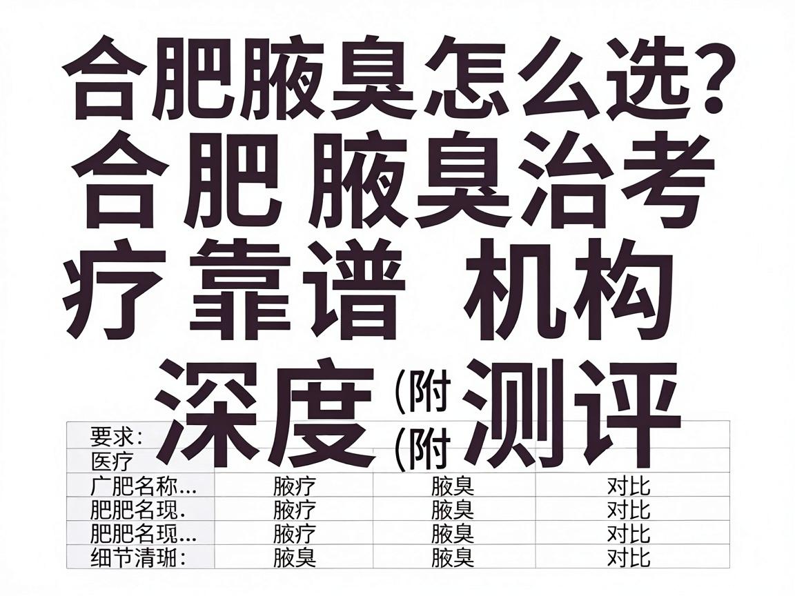 合肥腋臭医院怎么选？合肥腋臭治疗靠谱机构深度测评（附对比表）