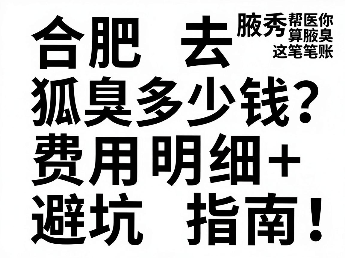 合肥去狐臭多少钱？费用明细+避坑指南，合肥腋秀帮你算清这笔账
